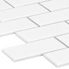Black And White Checkered Tile Lowes Satori Hudson Brilliant White Glossy 12 In X 12 In Glossy Porcelain Brick Wall Tile Lowes Com Wall Tiles Brick Wall Mosaic Wall Tiles