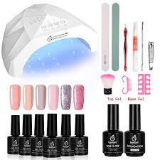 Beetles Gel Nail Polish Starter Kit With 48w Uv Led Light Nail Lamp Base Top Coat 3 Timer Setting Soak Off Gel Color 6 Spring Summer Mauve Set Manicure Tools In 2020
