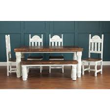 Crafted of sturdy wood, this attractive dining table includes tapered legs for a stylish aesthetic. Rustic Canyon Furniture Dining Tables Santa Rita Dining Table Distressed White Rectangle From Casa Mia Furniture