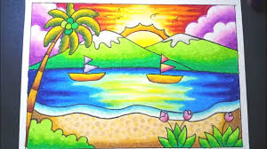 Ve tranh to mau drawing coloring 1121745 views. Menggambar Dan Mewarnai Pemandangan Pantai Dengan Gradasi Crayon Drawing Beach Scenery Easy Youtube