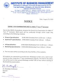 Grand Viva 2020 Examination For Mba 3rd Year 2nd Semester Online Mode Institute Of Business Management
