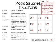 Magic Squares Fractions Fraction Vocabulary Fractions Vocabulary Fractions Vocabulary