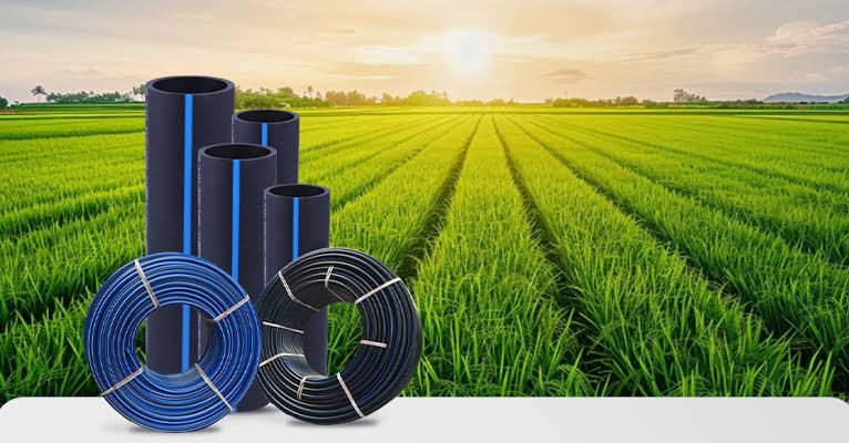 High-quality HDPE pipes optimized for modern agricultural irrigation networks., AI generated