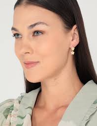 Broqueles de flor Lusso de oro con acabado brillante