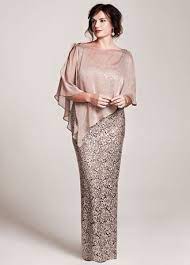 Sleeveless Sequin Lace Dress With Capelet Mother Of Groom Dresses Bride Clothes Bride Gowns
