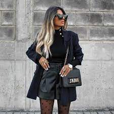 How To Wear A Turtleneck With Suits Blazers Or Shorts Casual Style In 2021 Winter Fashion Outfits Leather Shorts Outfit Winter Shorts Outfits