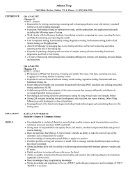 You can make your cover letter come to life when you include powerful action words, such as calculated, applied, maintained, programmed, solved, standardized, utilized, determined, conserved, computed, or one of the verbs included in our. Qa Analyst Resume Samples Velvet Jobs