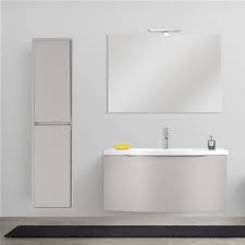 Mobile Sospeso Con 1 Cassettone Soft Close 100 Cm Lavabo Resina Specchio Colonna Reversibile Tortora Opaco Bagni Moderni Arredo Bagno Moderno Mobile Bagno