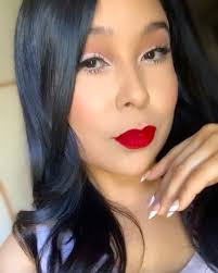 The perfect shade of red does exist💋 @thelipbar Matte liquid lipstick  “Bawse Lady” use code Rubi20 @glamnetic Hello Kitty Glam lashes “use code  Rubiv15 “ @trieste95beauty Chloe Enchanted eye palette @neutrogena radiant