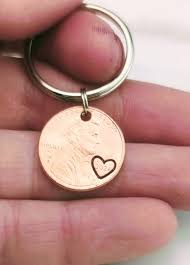 Custom Penny Keychain, Penny Keychain, Anniversary Gift, Gift for Wife,  Gift for Girlfriend, Husband,Boyfriend Gift,Lucky Penny,Add On Penny