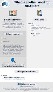 Grammatically, this word nuance is a noun, more specifically, a countable noun. Synonyms For Nuance Thesaurus Net