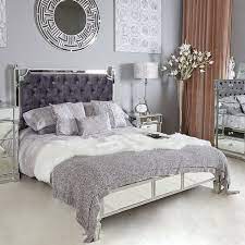 King queen size hotel bed leather upholstered headboard. Rome Silver Mirrored 5ft King Size Bed Frame With Velvet Headboard