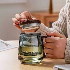 Heat Resistant Tea Mug Wood Lid