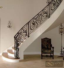 Portail des communes de france : Iron Scroll Balustrade With Natural And White Stairs Curving And Traditional Simple And Yet E Wrought Iron Stairs Metal Stair Railing Iron Staircase Railing
