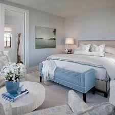 Bench Upholstered Bed Light Blue Walls Light Blue Bedroom Walls Art Work Light Blue Bedroom Blue Bedroom Design Blue Bedroom