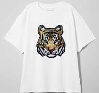 Locomo Large Sequin Tiger Head Iron On Patch Sew On Patch Sparkling Bengal  DIY Applique Motif for Kid Adult Clothing Jacket Backpack Decoration