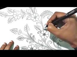 Flower Design Drawing Drawing Flowers With Pencil Embroidery Flowers Designs Youtube In 2020 Flower Drawing Flower Drawing Design Flower Designs