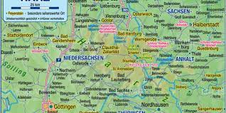 The harz is a low mountain range in the central uplands of germany. Karte Von Harz Region In Deutschland Welt Atlas De