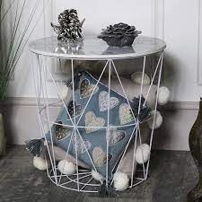 Save marble effect coffee table to get email alerts and updates on your ebay feed.+ finebuy coffee table black marble effect round 82.5 x 40 x 82.5 cm copper. White Metal Marble Effect Topped Side Table