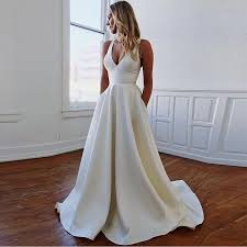 Slay the night off white mesh maxi dress. Simple V Neck Wedding Dresses Cut Out Bow Back Sleeveless Covered Button White Ivory Sexy Beach Wedding Gown Vestido De Noiva Wedding Dresses Aliexpress