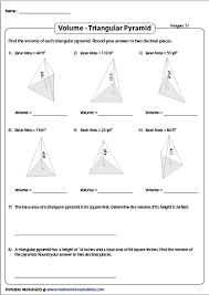 Volume Of A Triangular Pyramid Worksheets Pyramids Volume Decimal Places