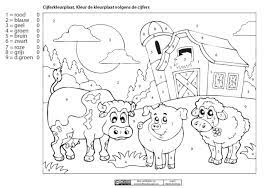 Cijferkleurplaat De Boerderij Boerderij Thema Knutselen Boerderij Boerderijdieren