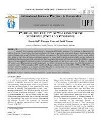 Pdf I M Dead The Reality Of Walking Corpse Syndrome Cotard S Syndrome