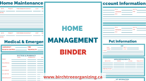 This binder may be cancelled by the insured by surrender of this binder or by written notice to the company stating when. Birchtree Organizing Get Organized With A Home Management Binder