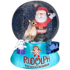 Inflatable decorations in the snow. Amazon Com Christmas Inflatable 6 Rudolph And Santa Snow Globe With Misfit Toys Christmas Inflatables Inflatable Christmas Decorations Christmas Snow Globes