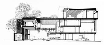 Hirsch Residence Building Section Original Presentation Drawing Building Section Paul Rudolph Architecture