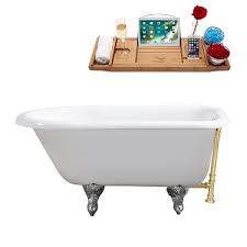 Kohler bellwether® 60 x 32 in. Streamline Freestanding Oval Bathtub 30 In X 48 In Glossy White Cast Iron Gold Overflow R5101ch Gld Rona