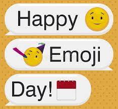Greeting Conversation With Dialog Boxes To Celebrate A Happy Emoji Day With Grinning Face Another With Party Hat And Calendar Happy Emoji Emoji Grinning Face