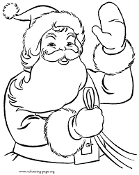 Christmas Santa Claus Waving To The Kids Coloring Page Santa Coloring Pages Coloring Pages Coloring Pages For Kids