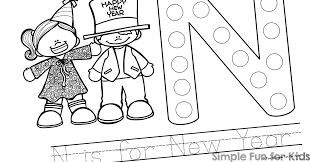 When it gets too hot to play outside, these summer printables of beaches, fish, flowers, and more will keep kids entertained. N Is For New Year Dot Marker Coloring Pages Simple Fun For Kids