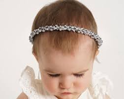 Baby Tiara Headband, Baptism Headband, Baby Silver Crown, Baby Headband for  First Communion, Gender Reveal Crown
