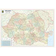 Harta rutiera a romaniei by sergiugiu in types > maps and romania harta romaniei. Harta Romania Administrativ Rutiera Laminata De Perete 200x140 Cm Office Direct