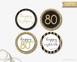 Black And Gold Happy Birthday Topper Pin On 80th Birthday Party Decorations
