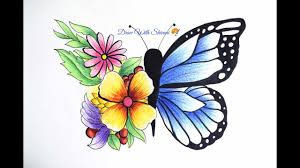 Imagine replicating your flowers in the form of flower drawings! Abstract Butterfly Sketch Butterfly Drawing Using Pencil Colors Youtube