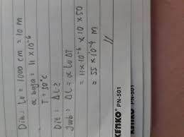 4,5 p = 4,5.104 n/m2 2. Sebuah Benda Yang Terbuat Dari Baja Memiliki Panjang 1000 Cm Berapakah Pertambahan Panjang Baja Brainly Co Id