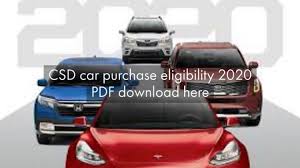Csd Car Purchase Eligibility 2020 Pdf Download Here Govtempdiary