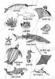You can have a whale tattooed on your back that takes up the entire space, or you can be a lot more subtle and have a tiny seahorse inked on your wrist. Sea Creatures Temporary Tattoos A5 Sheet Featuring Dotwork Sea Animals From Original Nature Inspired Drawings By Howell Illustration Ocean Tattoos Animal Tattoos Ocean Sleeve Tattoos