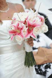 Themed Look Stargazer Lillies White Rose Bouquet Stargazer Lily Wedding Lily Bouquet Wedding