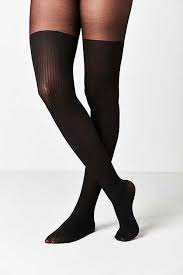 Out From Under Ribbed Faux Thigh High Sheer Tight Thigh Highs Thigh High Tights Tights