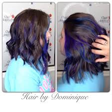 Check your hair color, opening the aluminum foil after 15 minutes. Purple And Blue Peek A Boo Highlights Deerenzi22 On Instagram Dark Hair With Highlights Hair Color Pastel Blue Tips Hair