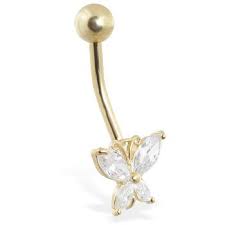 Find extra long, sweet and petite, and utterly unique shop now! 14k Real Gold Jeweled Butterfly Belly Ring Belly Rings Gold Belly Ring Belly Button Rings