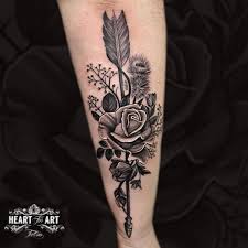 However, a heart pierced with a sword leaves a little more room for it isn't often you see a fully realized heart tattooed on someone's body. Arm Rose Leaf Arrow Tattoo By Heart Of Art