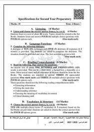 مواصفات الورقة الامتحانية للغة الانجليزيه الصف الثاني الاعدادي المنهج الجديد 2021