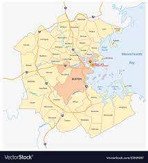 Map Of Boston And Surrounding Area Map Of The Greater Boston Metropolitan Region Vector Image