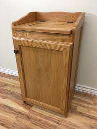Pull out kitchen cabinet waste bin 15l 1. Wood Wastebasket Kitchen Organizer Storage Trash Can Oak Wood Jdi Home