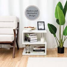 A metal frame offers durable support while the tempered glass tabletop is the perfect play to display and store various items. White End Table Modern Side Table For Living Room S Design Bedside Table Small Side Table With 3 Shelf Storage Wooden Night Stands For Bedroom Annimu